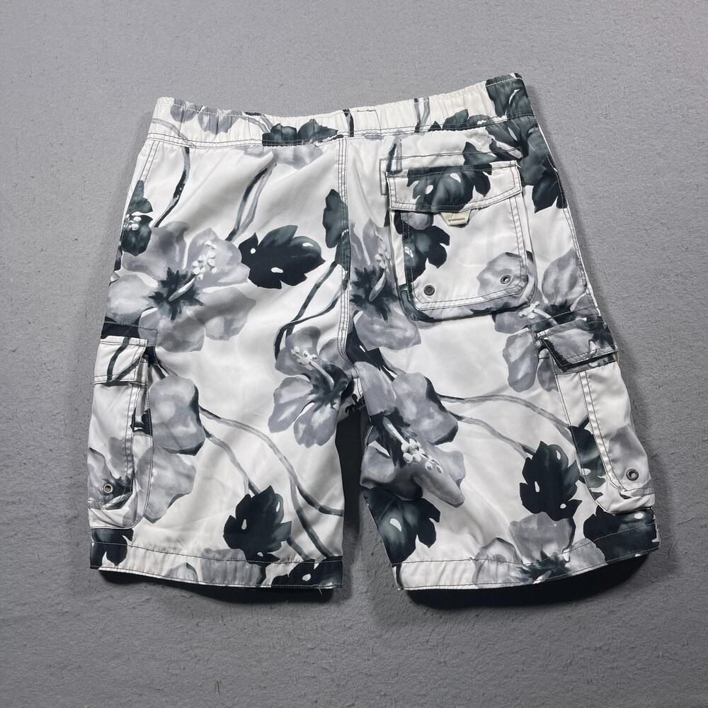 American Eagle Outfitters Floral Swim Trunks Mens Large White Gray Cargo - Picture 10 of 12